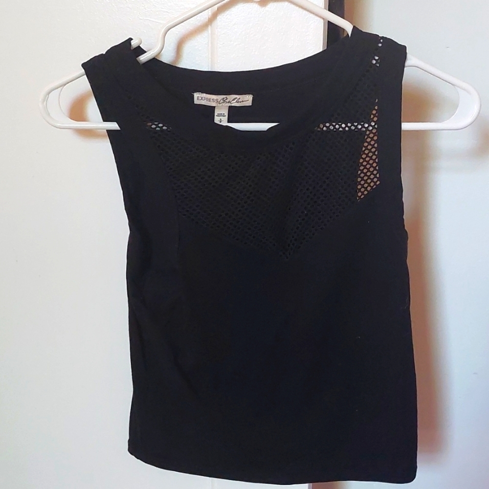 Super cute black crop top with mesh